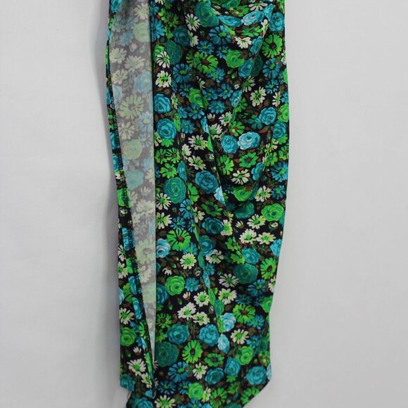 Zara Floral Midi Dress Stretch Asymmetrical Blue Green Print Blogger Fave SizeXS - Picture 9 of 16